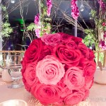 A large bouquet of pink roses on a table