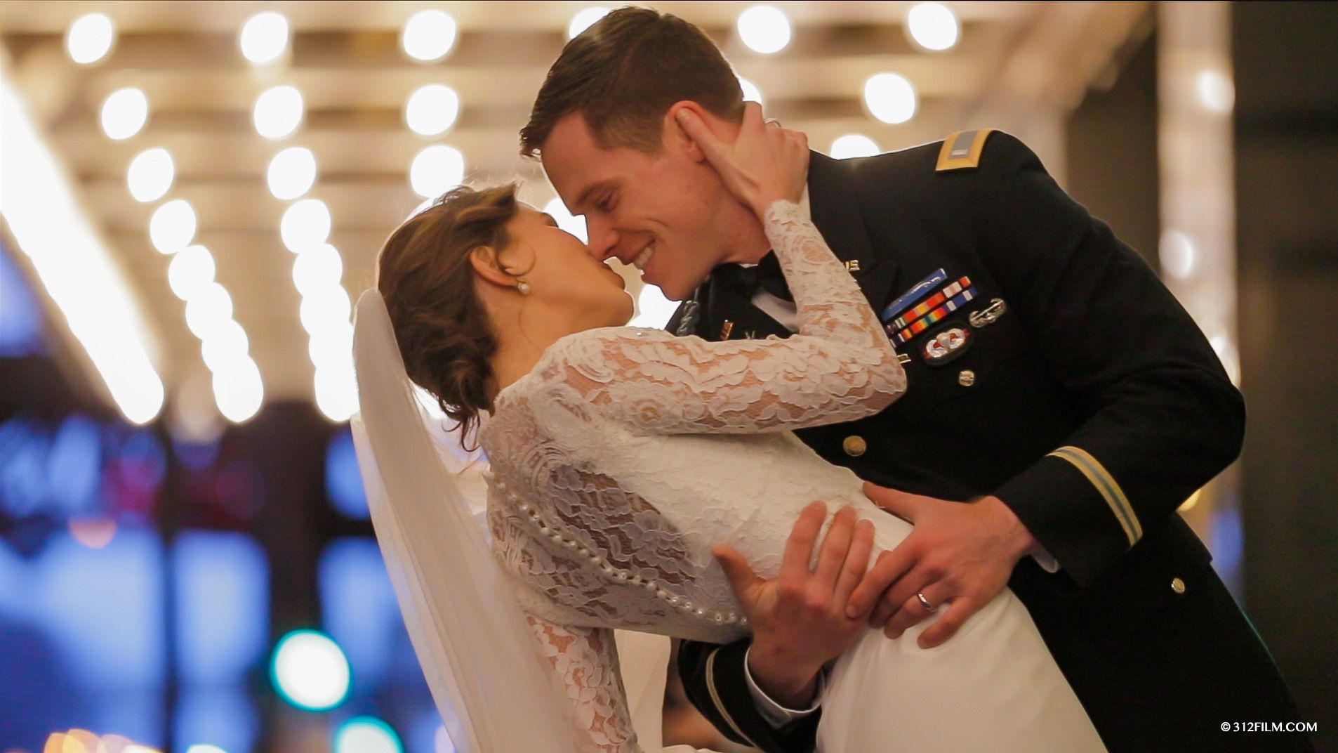 Military Wedding Photo Bride & Groom Palmer House Chicago