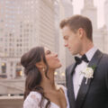 Bride and groom at Wrigley building in chicago / Union League Club Chicago