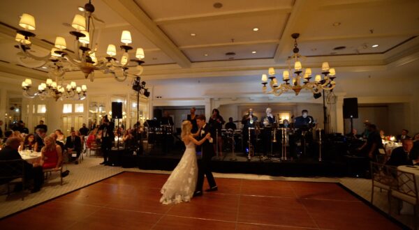 wedding band playing for bride and groom first dance