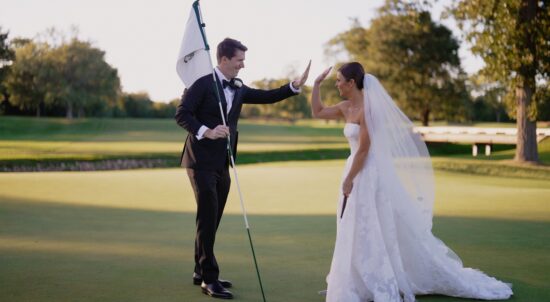 Wedding couple at glen view club golf