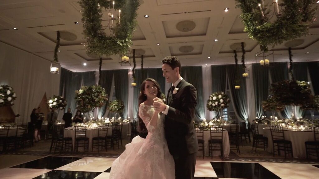 The bride and groom dancing their first dance at The Peninsula Chicago.