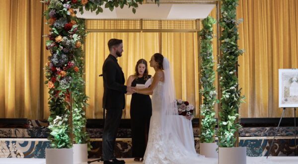 The couple are getting married under a chuppah designed by Anthony Gowder Designs at the Drake in Chicago.