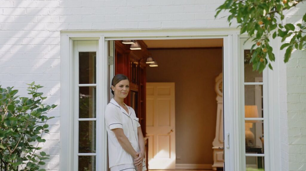 The beautiful bride just before putting on her wedding dress, with her hair and makeup done by Bianca Sansosti Artistry.