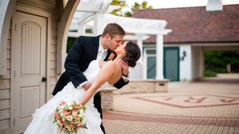 Ashley and Bob are taking their wedding photos at Danada House.
