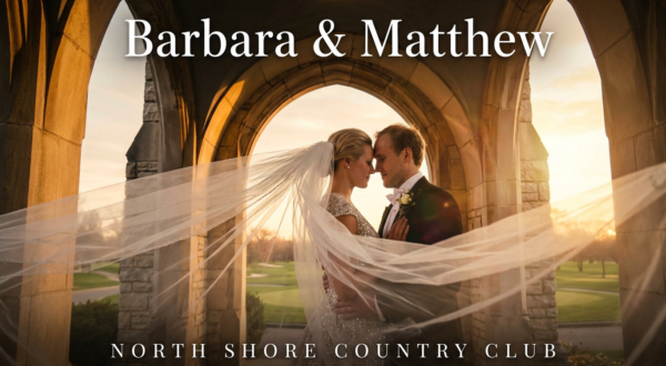 The bride and groom are taking pictures at sunset at Trinity United Methodist Church.
